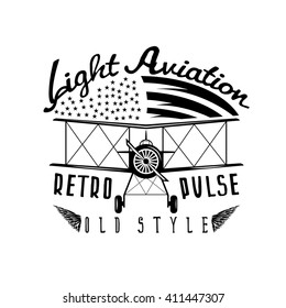 retro aviation vector design with airplane and wings