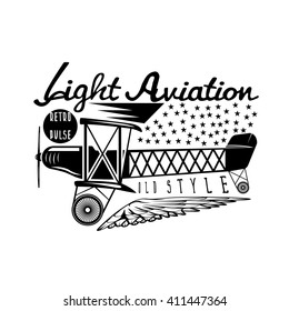 retro aviation vector design with airplane and wings