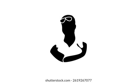 Retro Aviator symbol, black isolated silhouette