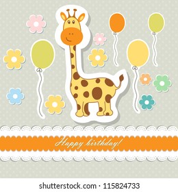 Retro baby art sweet kid pink card for boy girl baby invitation, greeting, happy birthday, label, postcard, congratulations, color children, design element, old frame, gift, banner text vector eps 8