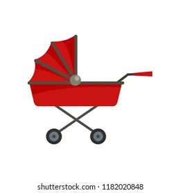 Retro baby carriage icon. Flat illustration of retro baby carriage vector icon for web design