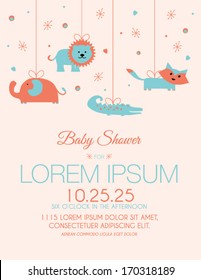 Retro Baby Shower Invitation Card in Vector