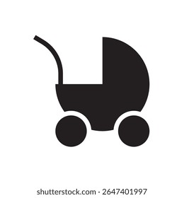  retro baby stroller icon. Classic pram icon with high handle, great for vintage baby designs.