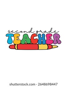 Retro Volver a la escuela Diseño de camiseta Profesor de segundo grado