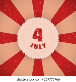 Retro background with 4 of July badge. Vector illustration