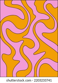 Retro background of the 60s-70s. Abstract colorful background. Distorted pattern. Groovy psychedelic style. Vector illustration in simple linear style - design template