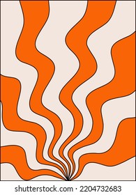 Retro background of the 60s-70s. Abstract vintage background. Wavy pattern. Groovy psychedelic style. Vector illustration in simple linear style - design template