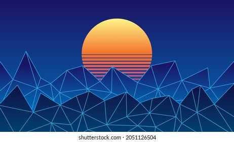 Retro background 80s style . Futuristic sci-fi vector background . 