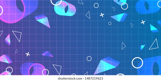 Retro background abstract with geometric decoration neo memphis geometric elements.