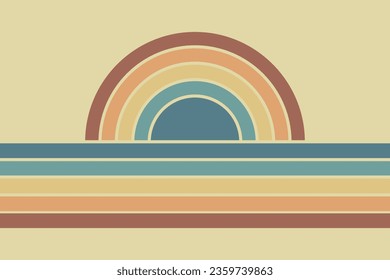 Retro background, Abstract background of rainbow groovy Wavy Line design  Hippie Retro style.
