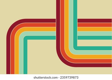 Retro background, Abstract background of rainbow groovy Wavy Line design  Hippie Retro style.