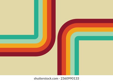 Retro background, Abstract background of rainbow groovy Wavy Line design  Hippie Retro style.