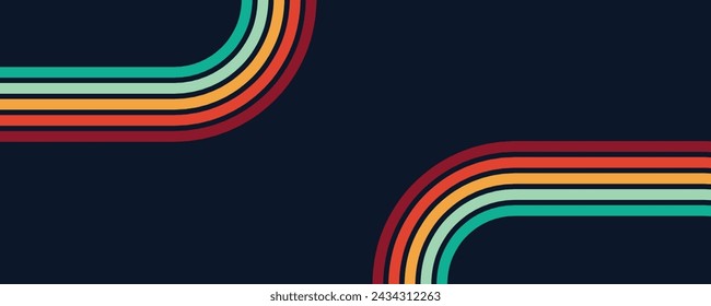 Retro background, Abstract background of rainbow groovy Wavy Line design Hippie Retro style.	