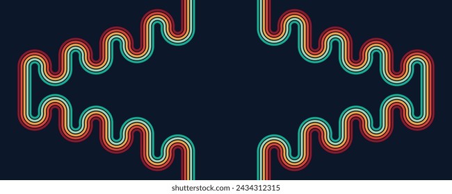 Retro background, Abstract background of rainbow groovy Wavy Line design Hippie Retro style.	