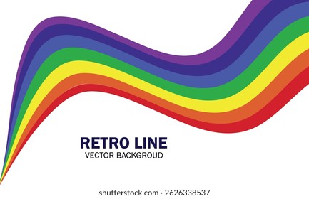 Fundo retro, fundo abstrato de arco-íris groovy Wavy Line design Hippie estilo retro