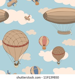 Retro background with aeronautics transport