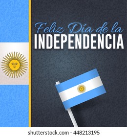 Retro Background, Argentina Greeting Card Design - Spanish Text "Happy Independence Day" at English