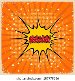 Retro background with Bang Comic Speech Bubble