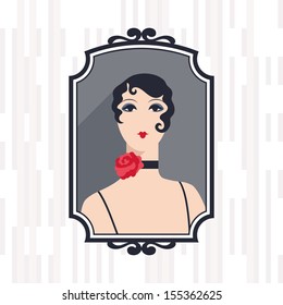 Retro background with beautiful girl of 1920s style.