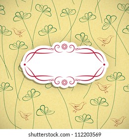 Retro background with birds and flowers. Vector illustration