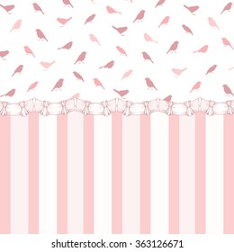 Retro background, Birds and stripes, Vintage background with birdss silhouettes and stripes