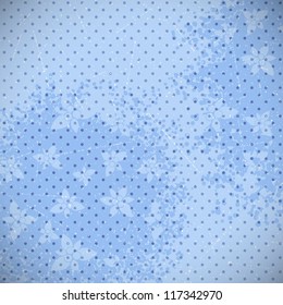 Retro background with blue dotted ornament. Vector illustration.