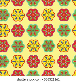 Retro background with bright abstract flowers
