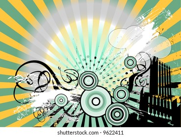 retro background with building