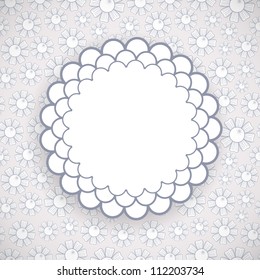 Retro background with chamomiles and vintage frame. Vector illustration