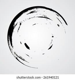 Retro Background. Circle Brush Stroke . Grunge Shape . 