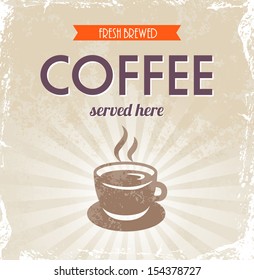 Retro background with a coffee cup
