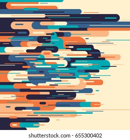 Retro-Hintergrund in Farbe, mit abstrakter Zusammensetzung aus verschiedenen abgerundeten Formen und Linien. Vektorgrafik.