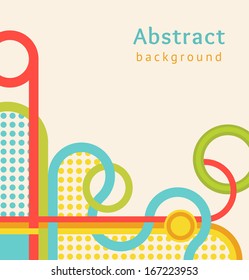 Retro background with color stripes and circles, vector