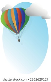 Retro background with colorful hot air balloon with a space for text	
