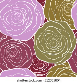 Retro background with colorful roses. Shabby chic illustration. Vector roses seamless pattern.