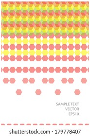 retro background with colorful transparent hexagonal shapes and place for your text isolated on white