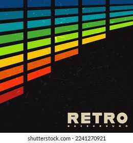 Retro background with colorful vintage music equalizer. Vector illustration.