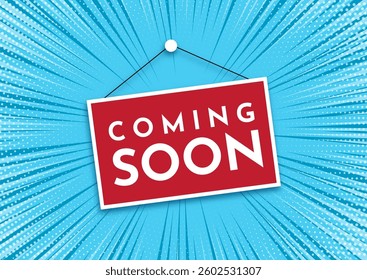 Retro background with a coming soon hanging sign