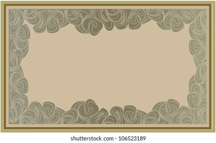 Retro background with copy space for frame.  Swirl lines decor in art deco style. Floral motive decor element wallpaper