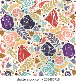 Retro background with crystals, roses and spices.