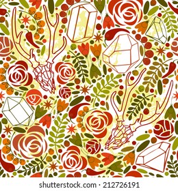 Retro background with crystals, roses and spices.