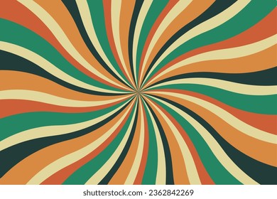 Retro background with curved rays or stripes in the center. Rotating spiral stripes. Sunburst or solar burst retro background. Vector illustration