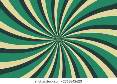 Retro-Hintergrund mit gebogenen Strahlen oder Streifen in der Mitte. Drehende Spiralstreifen. Sonnenbrand oder Sonnenbrand brach zurück. Vektorgrafik