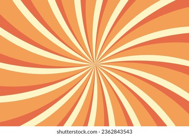 Retro background with curved rays or stripes in the center. Rotating spiral stripes. Sunburst or solar burst retro background. Vector illustration