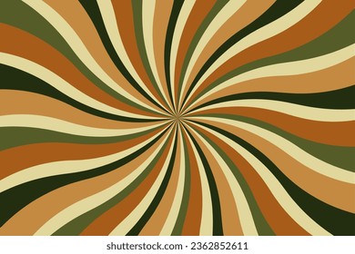 Retro background with curved rays or stripes in the center. Rotating spiral stripes. Sunburst or solar burst retro background. Vector illustration