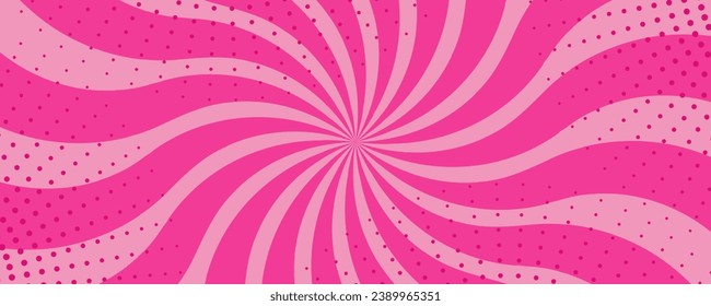 Fondo retro con rayas curvadas o rayas en el centro. Bandas espirales giratorias. Fondo retro de ráfagas de sol o solar. Ilustración del vector