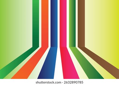 Retro background Design with colorful Perspective Line. Retro vintage 70s style stripes background poster lines. Vector illustration.