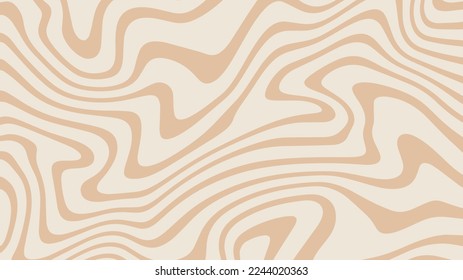 Retro background with distorted wavy texture. Abstract psychedelic pattern in neutral beige.