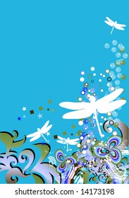 retro background with dragonfly