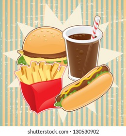 Retro Hintergrund mit Fast Food.